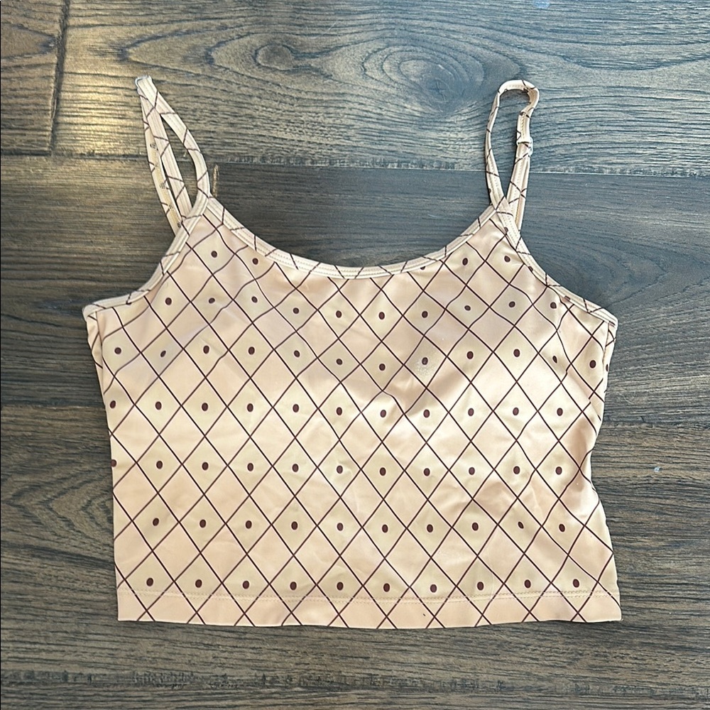 Women's Beige Diamond Pattern Top